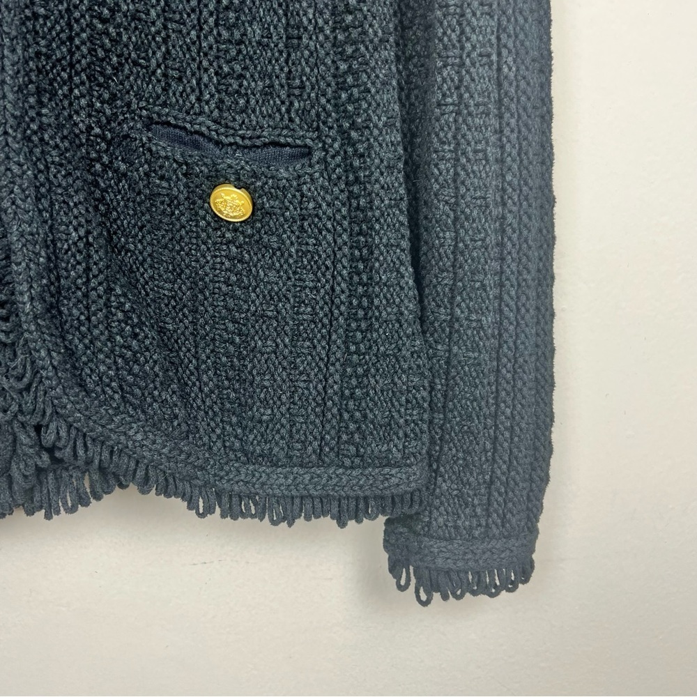 J. Crew Textured Cable-Knit Lady Jacket with Fringe Small Black - Picture 5 of 10